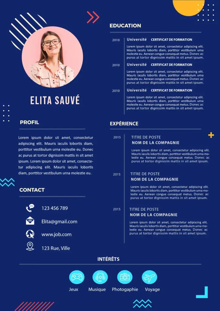 MODÈLE DE CV EN LIGNE Emploi et Formation