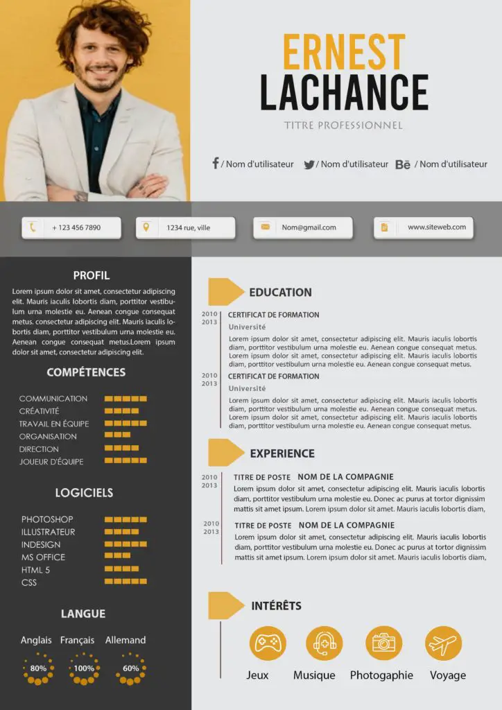 Exemple de CV Sobre et Original
