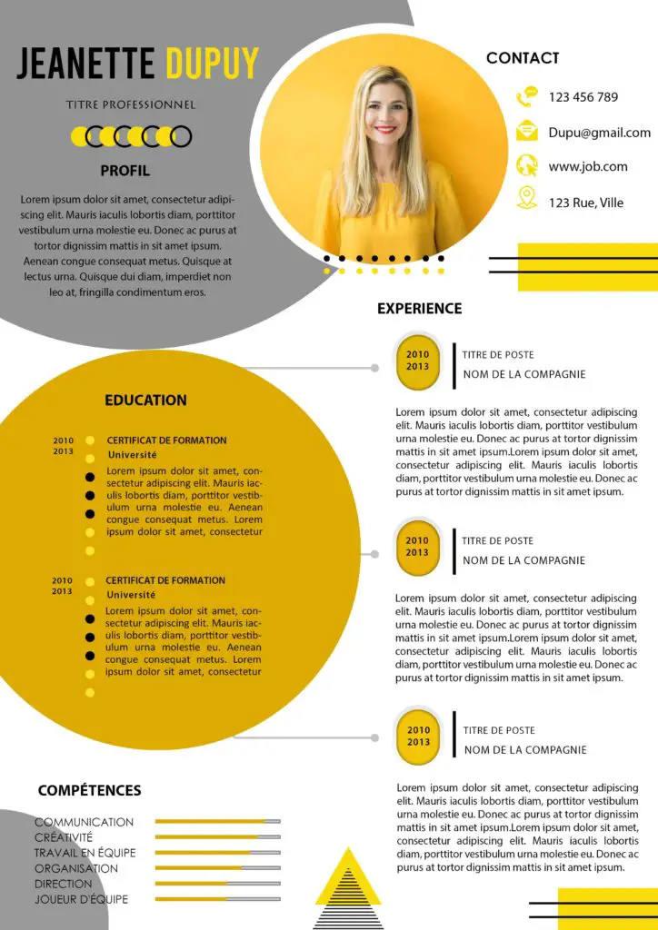 Modèle De CV Original Jaune