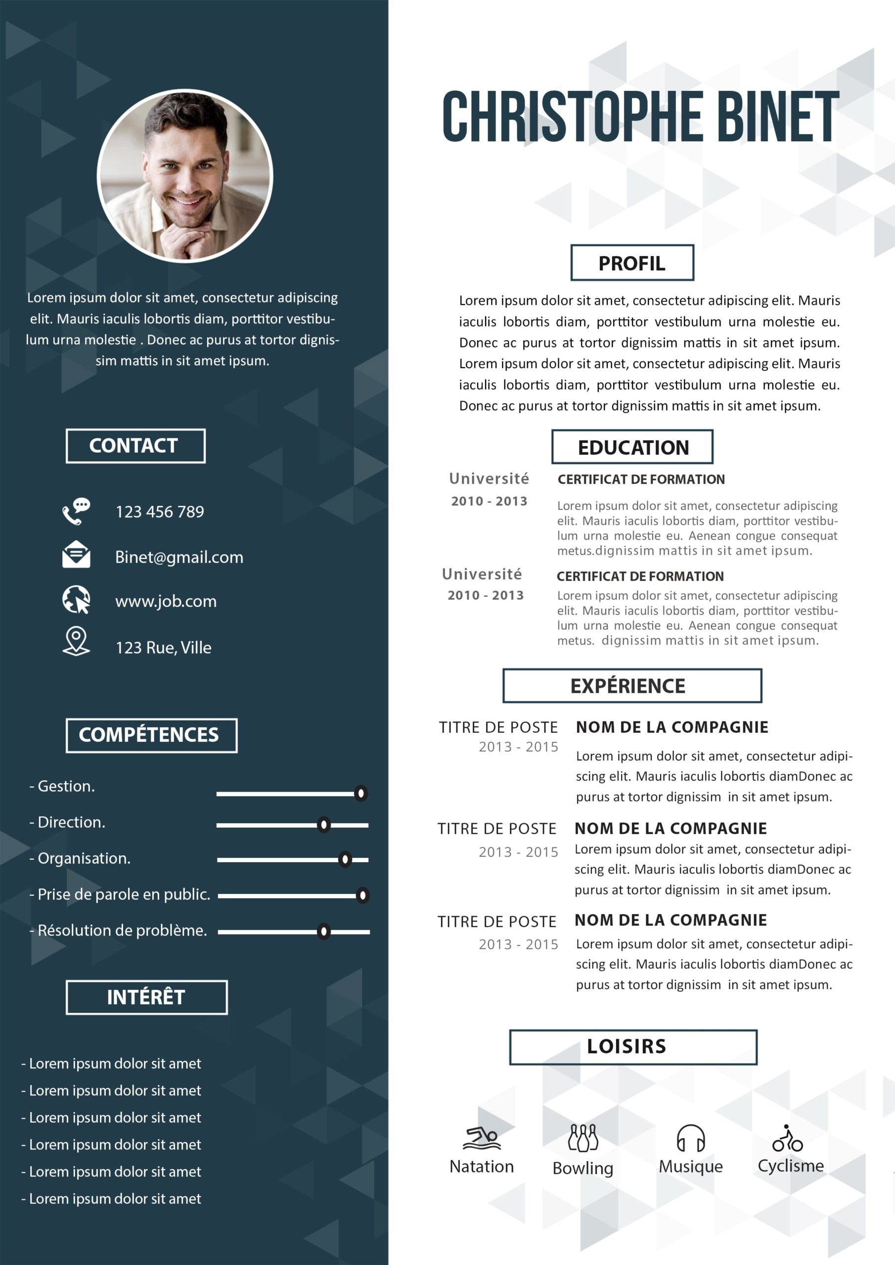 Exemple D’un Beau CV Moderne  Emploi et Formation