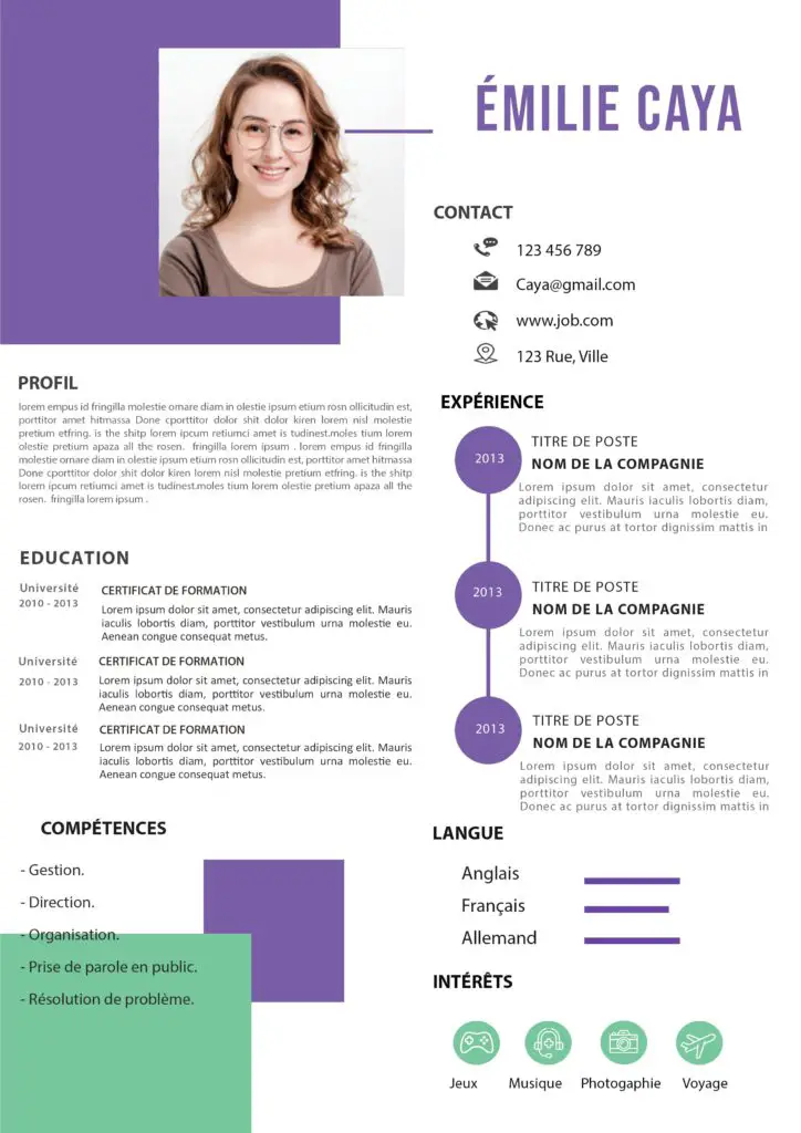 Exemple De CV Moderne Avec Photo