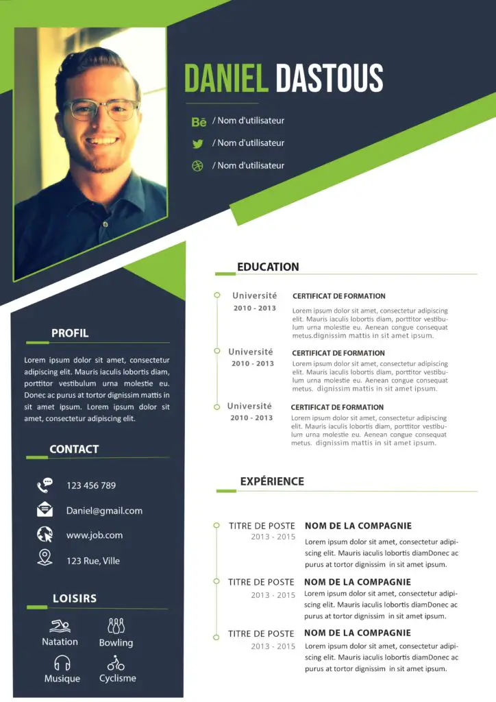 Exemple CV Moderne Vierge