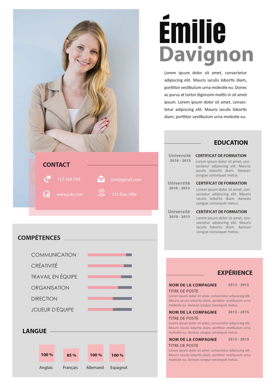 Mod le De CV 100 Exemples De CV Gratuits Word