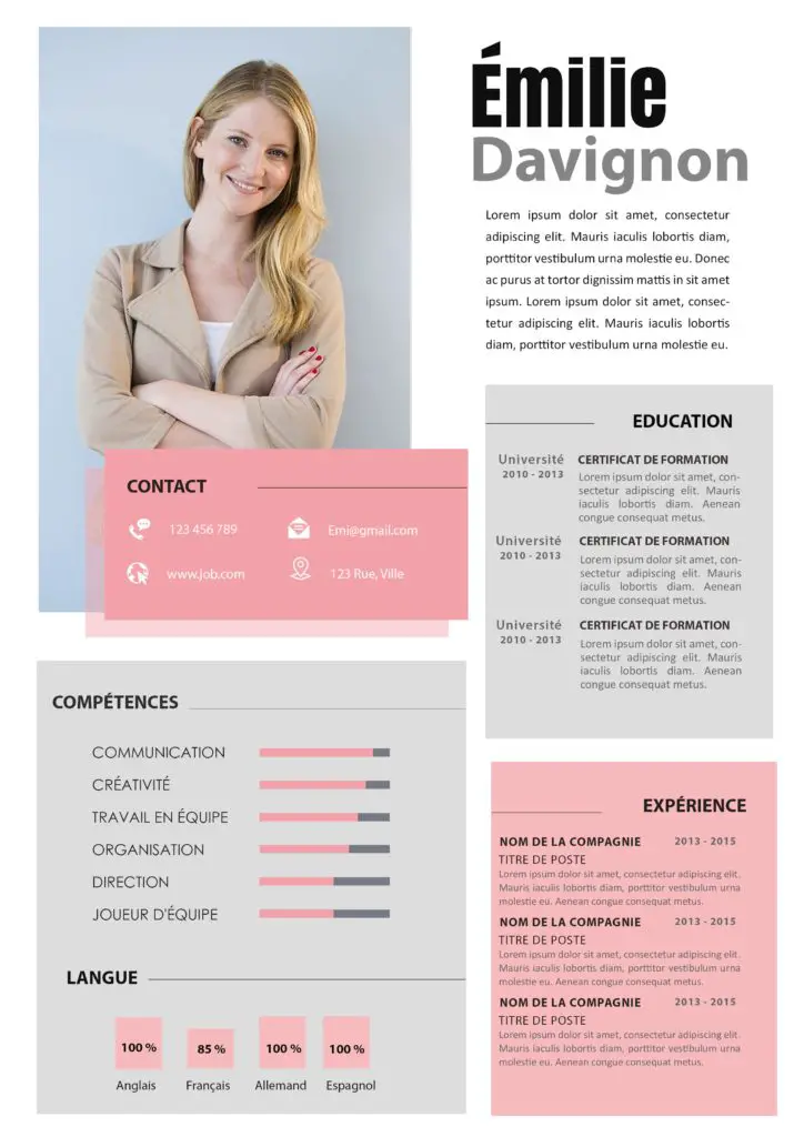 MODÈLE DE CV PERSONNALISABLE